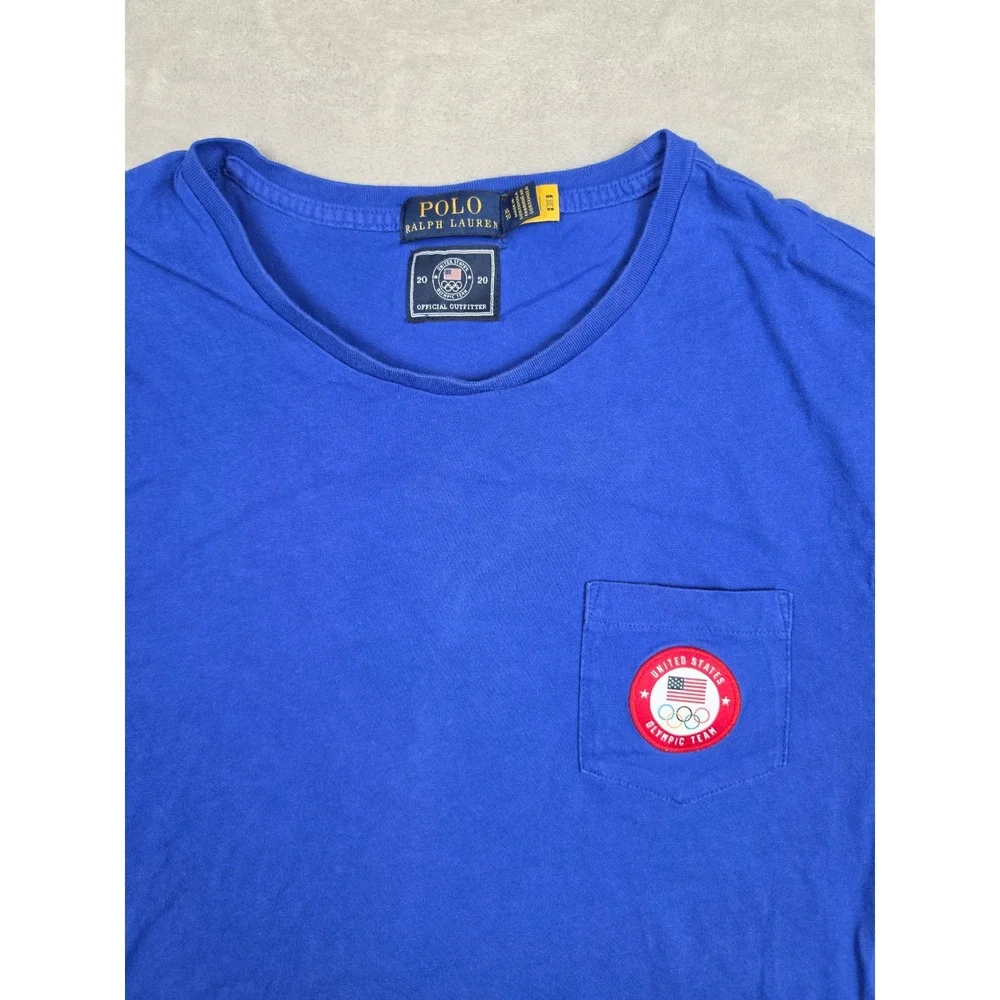 Polo Ralph Lauren Pocket T-Shirt Mens XL Blue 2020 US Olympic Team Faded
